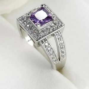 NEW 925 Sterling Silver Amythest White Sapphire Ring Size 7